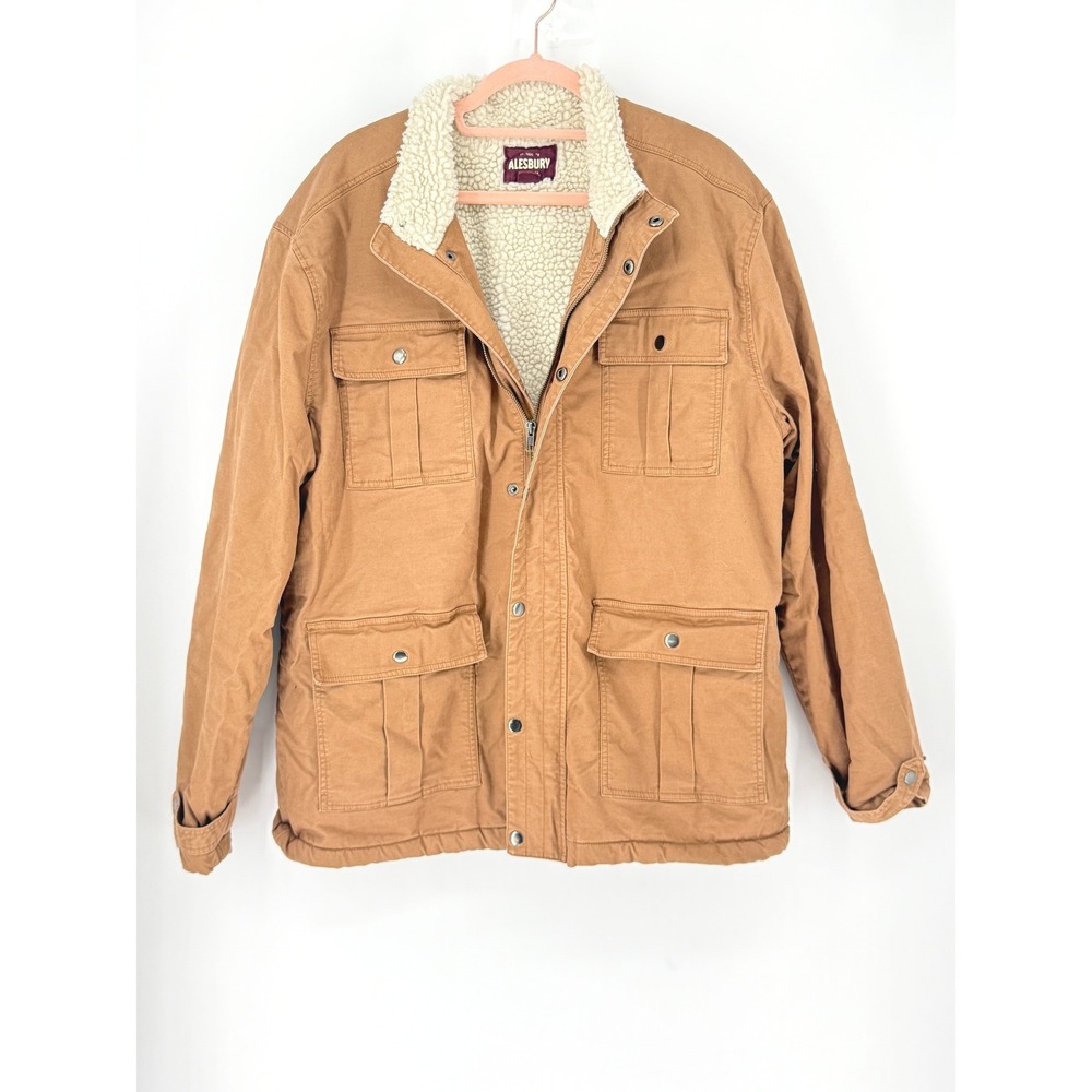 Alesbury Mens Canvas Field Sherpa Lined Workwear Coat Size XLT Utility Southwes
